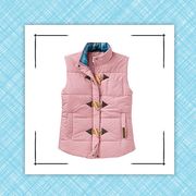 pink and black puffer vests