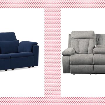 west elm blue reclining sofa and wayfair grey reclining sofa