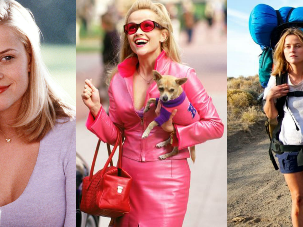 Reese Witherspoon carries a hot pink Louis Vuitton purse while
