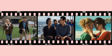 scenes from we live in time, past lives and portrait of a lady on fire arranged on a film strip