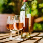 two glasses of rose wine outside