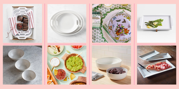 compilation of serving platters dishes and bowls