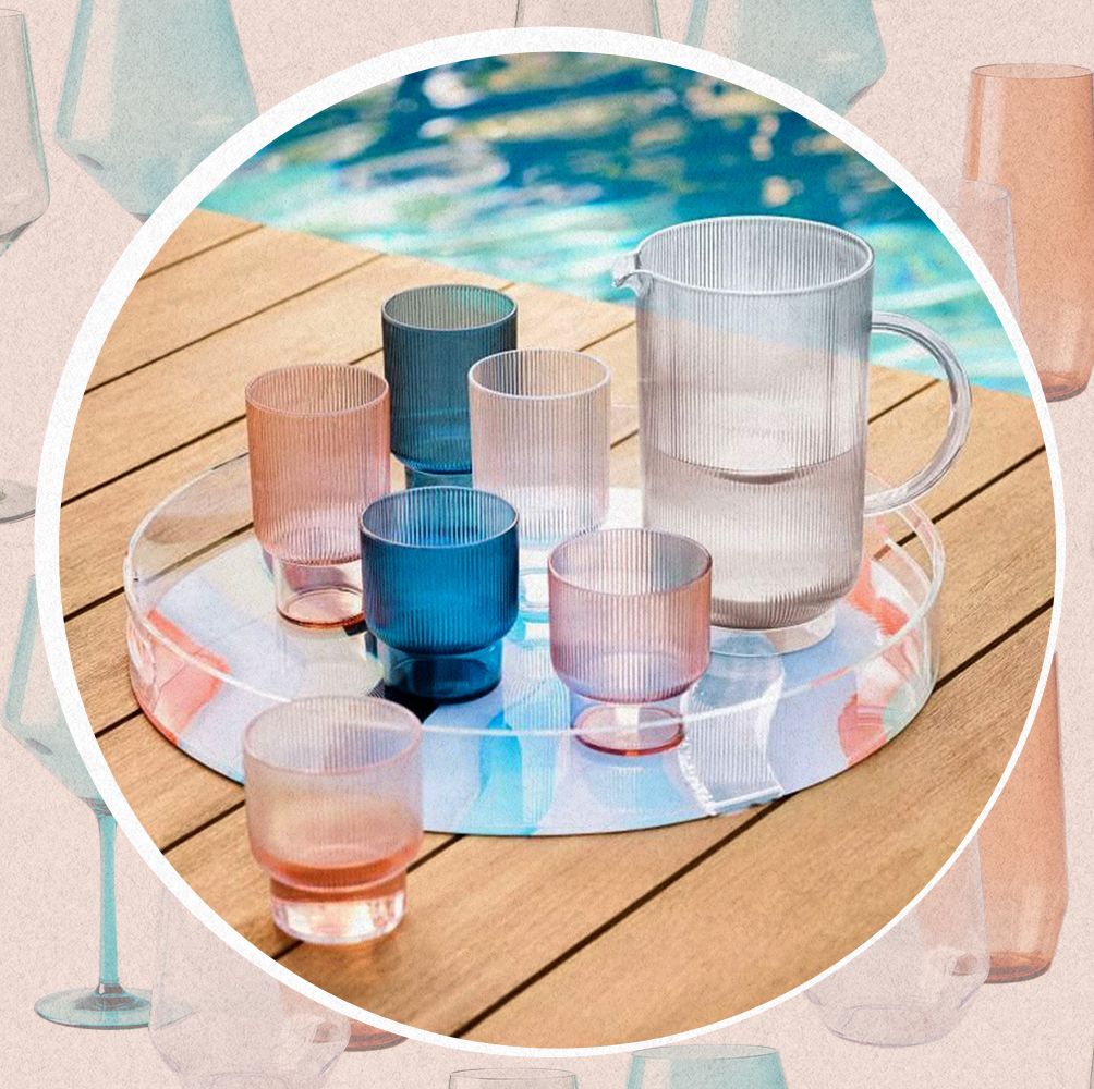 Tumbler Glass Set - Plastic Drinkware for Outdoor Use - Set of 4, Clear