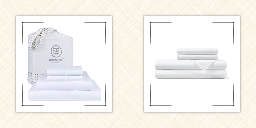 two white sheet sets stacked