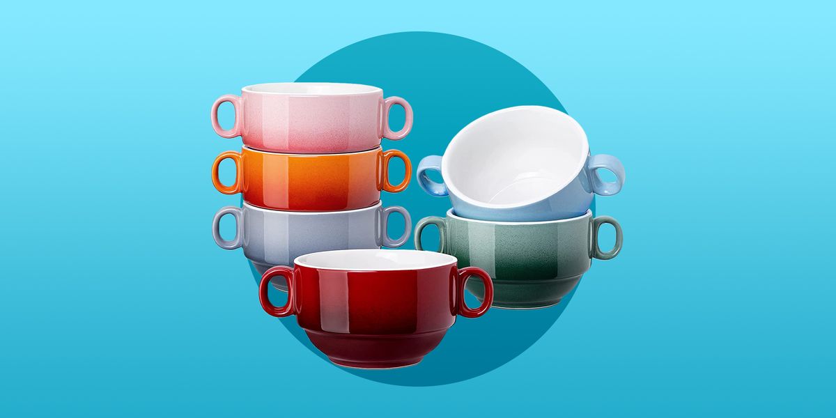 multi color 13 oz soup bowls with handles