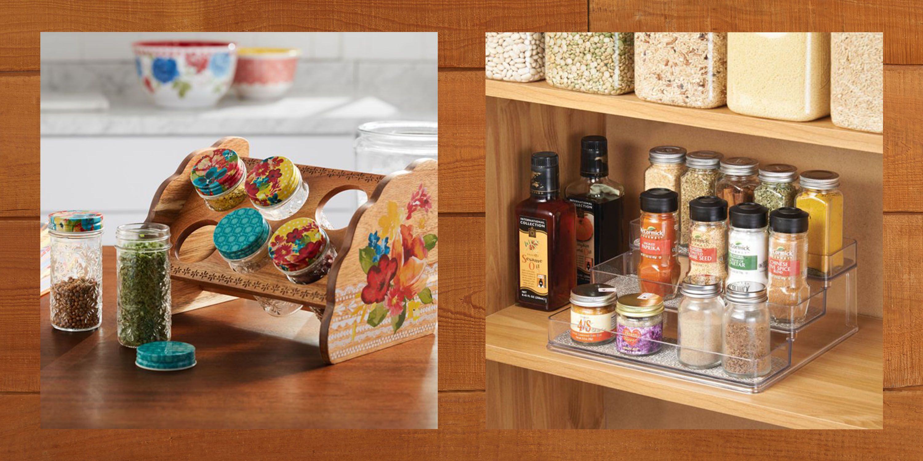  Glass Spice Jars- Set of Six Glass Spice Bottles: Spice Racks:  Home & Kitchen