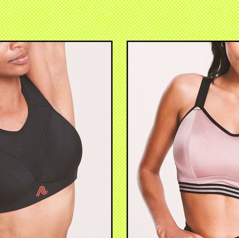 a collage of two tested sports bras for bigger busts