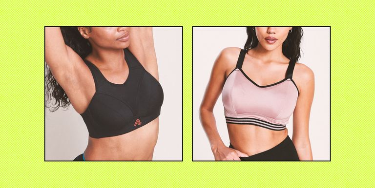 a collage of two tested sports bras for bigger busts
