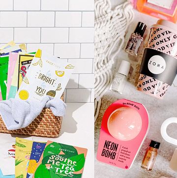 best subscription boxes for teens, left image of face masks in a small basket, right image of products for teens and tweens