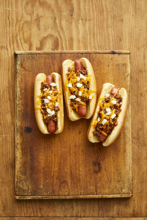 tailgate food like chipotle chili hot dogs