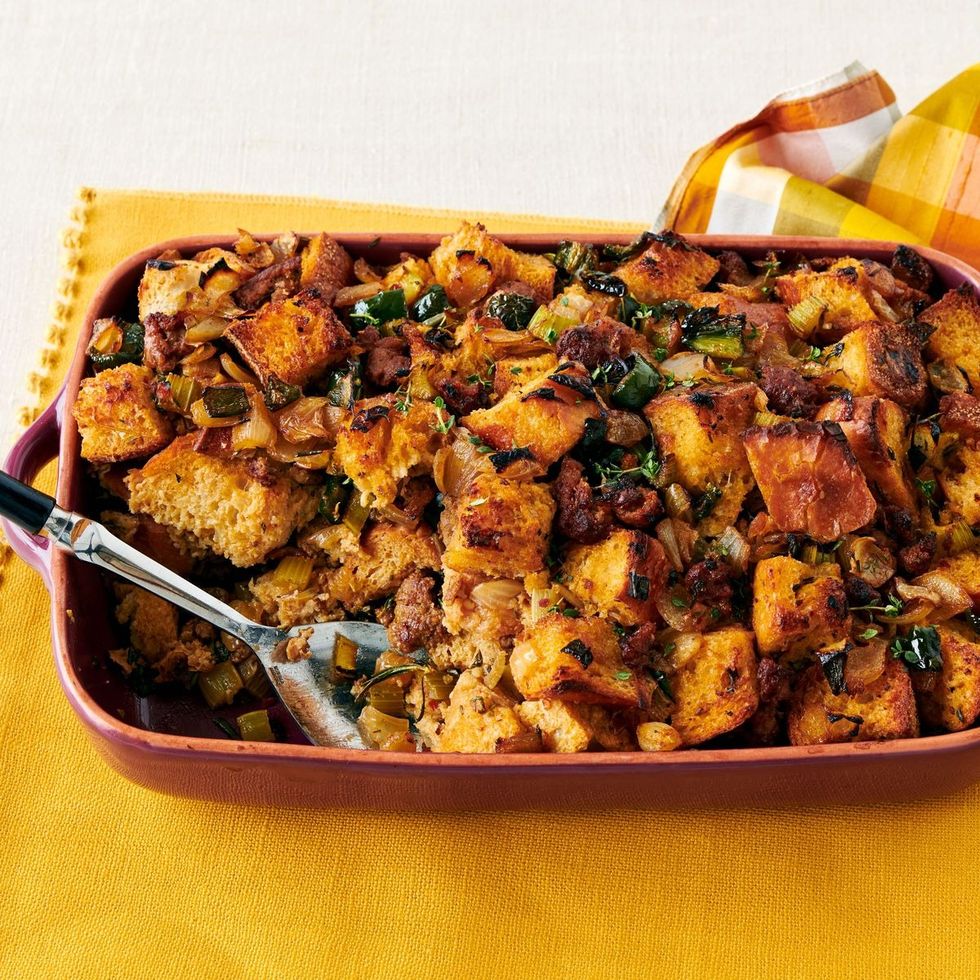 best thanksgiving sides stuffing with chorizo and poblanos