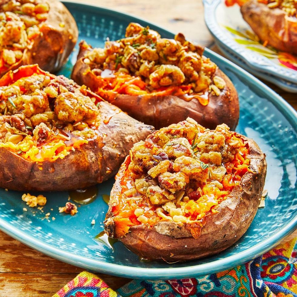 twice baked sweet potatoes with streusel