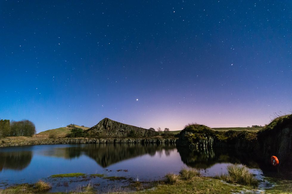 moonlit hadrians wall is in the recently awarded dark sky park in northumberland