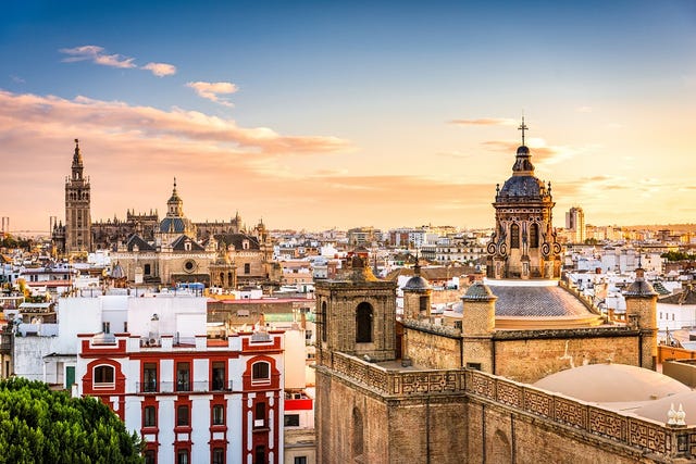 seville, spain skyline in the old quarter