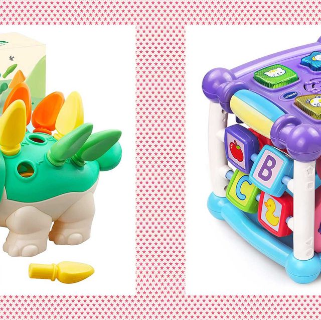 best toys for 6 month olds spike the fine motor dinosaur and vtech busy learners activity cube