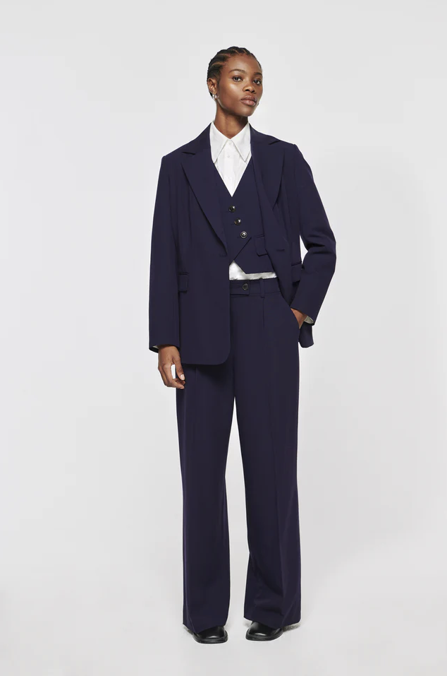 Women's Stretch Plunge Fitted Blazer & Flared Trouser Suit | Boohoo UK
