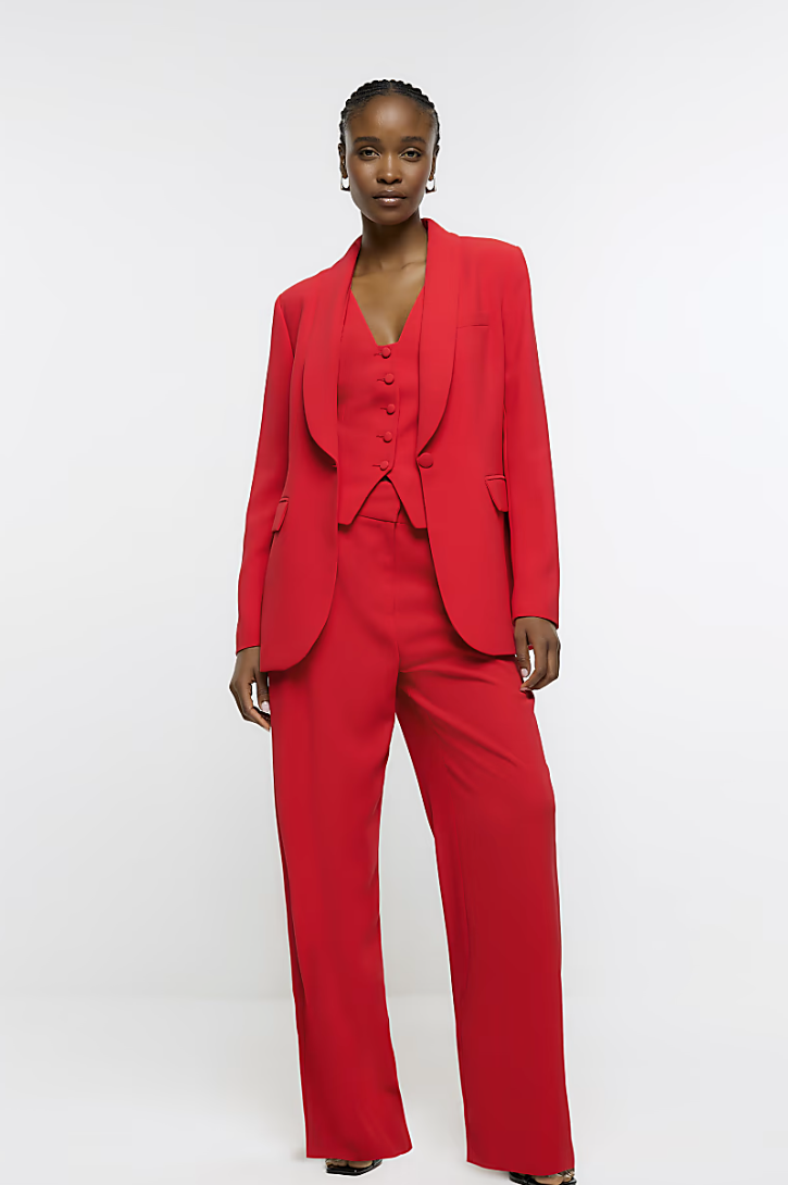 Red suit, Woman suit fashion, Suits for women