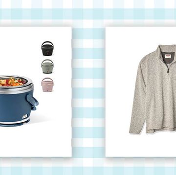a mini dark blue crock pot lunch box and quarter zip wrangler fleece sweatshirt