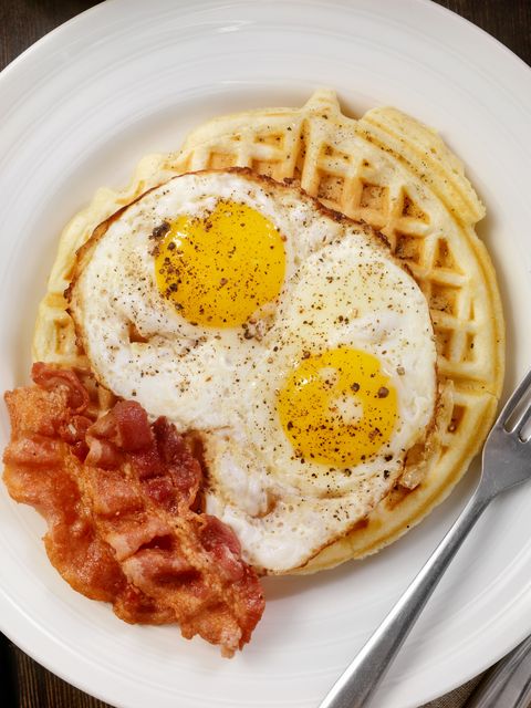 best waffle toppings fried eggs and bacon