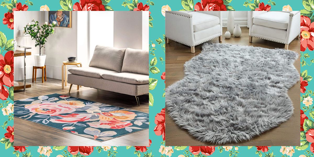 best washable rugs in floral print and faux fur