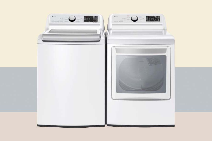 washer and dryer in white side by side