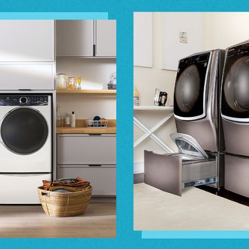 washing machine and dryers in laundry rooms