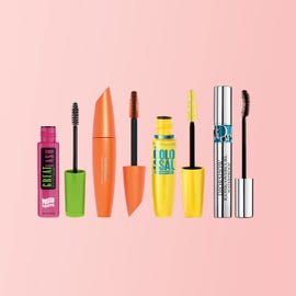 waterproof mascaras on pink background