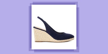 cut out image of navy wedge sandal