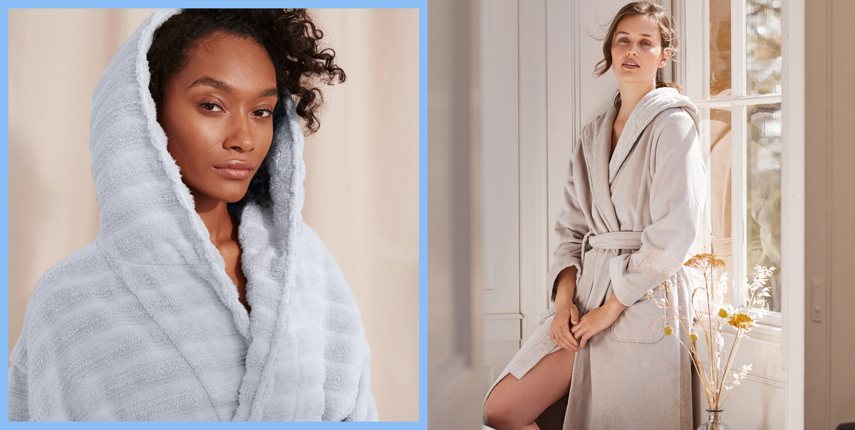 Fluffy dressing gown with hood womens sale