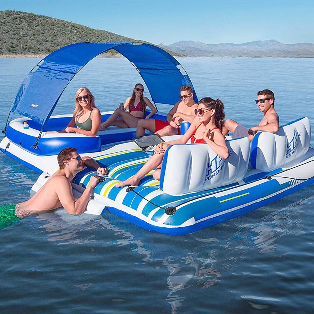 Inflatable island sales with canopy