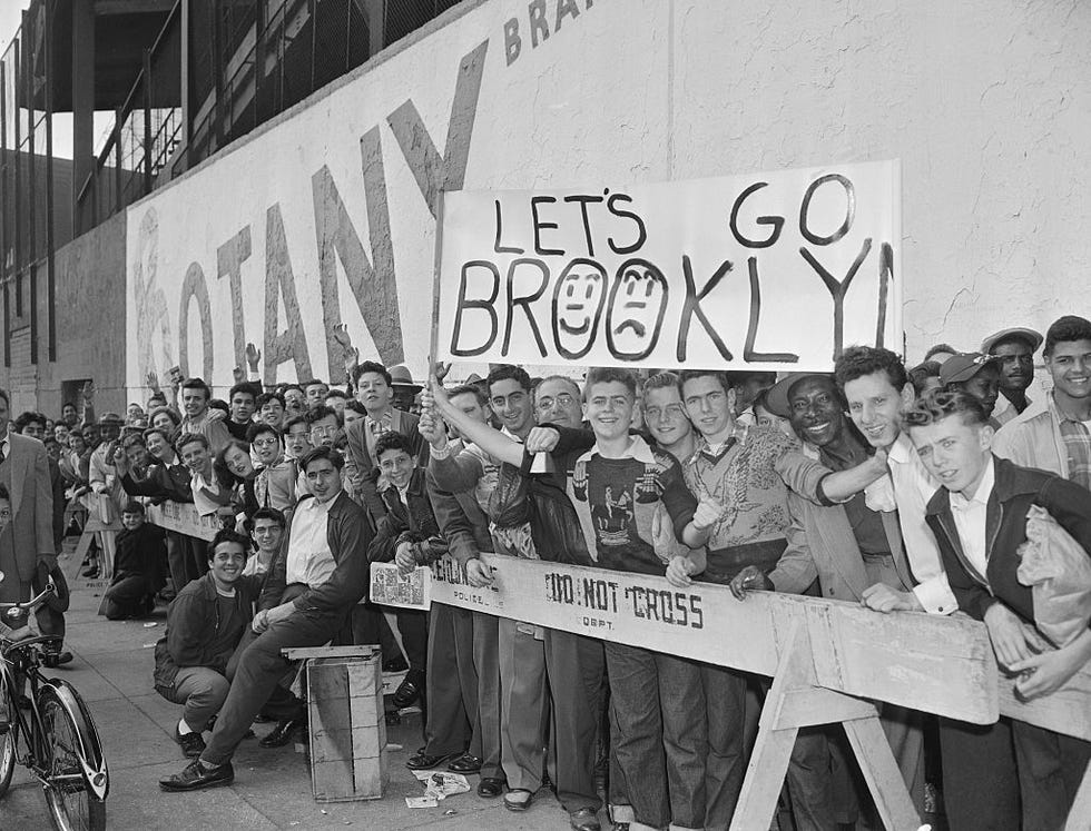 baseball crowds at ebbets field, giants vs dodgers