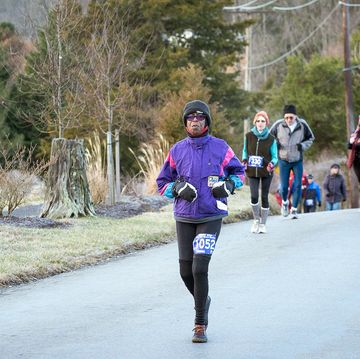 betty smith running in her running club's "low key" 5 mile country road run