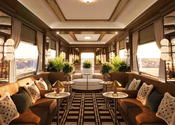 luxurious train interior showcasing elegant seating and decor