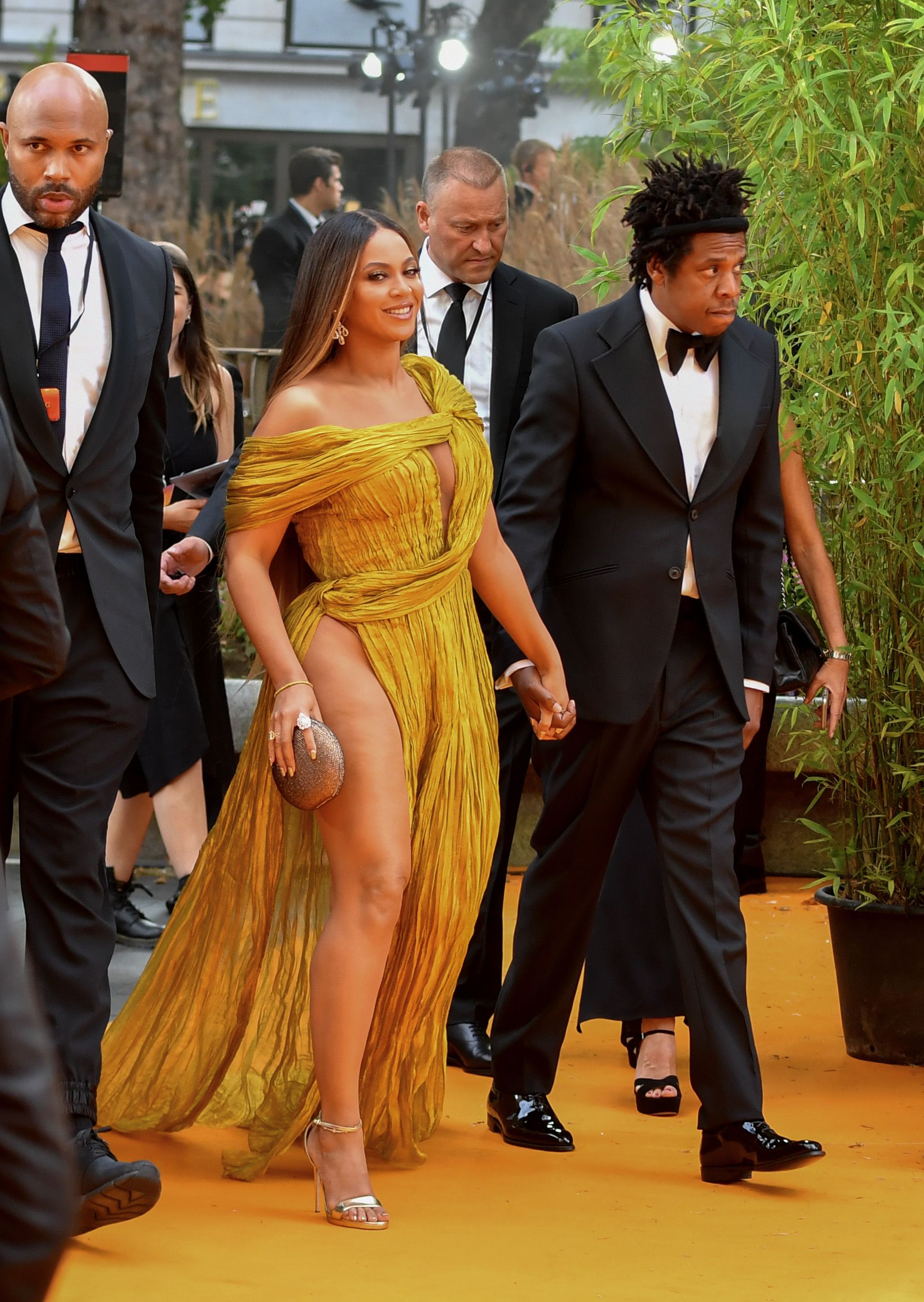 beyonce in gold dress