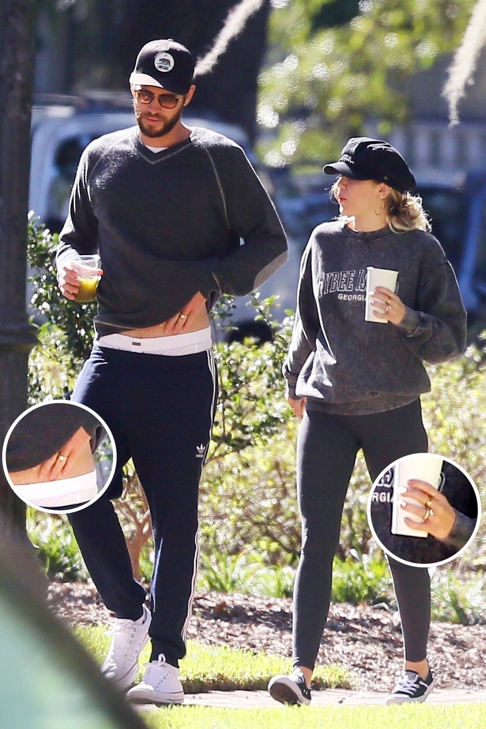 Miley Cyrus and Liam Hemsworth wearing wedding bands