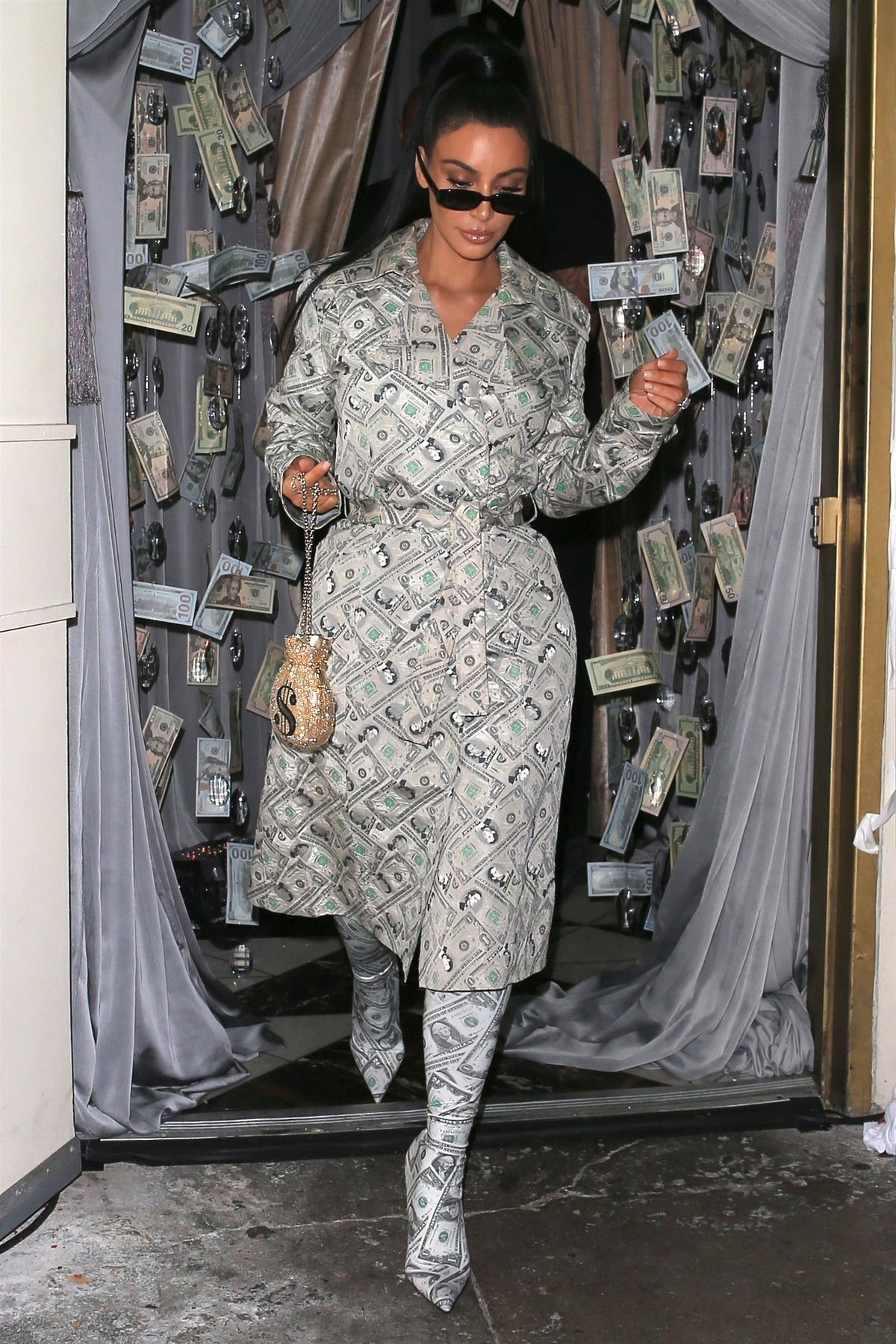 Kim Kardashian Wears Money Outfit To Anastasia Beverly Hills Party