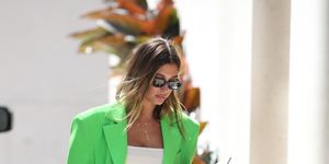 hailey bieber green outfit