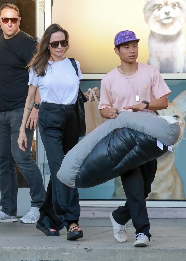 Angelina Jolie Dresses Up a White Tee to Shop with Son Pax