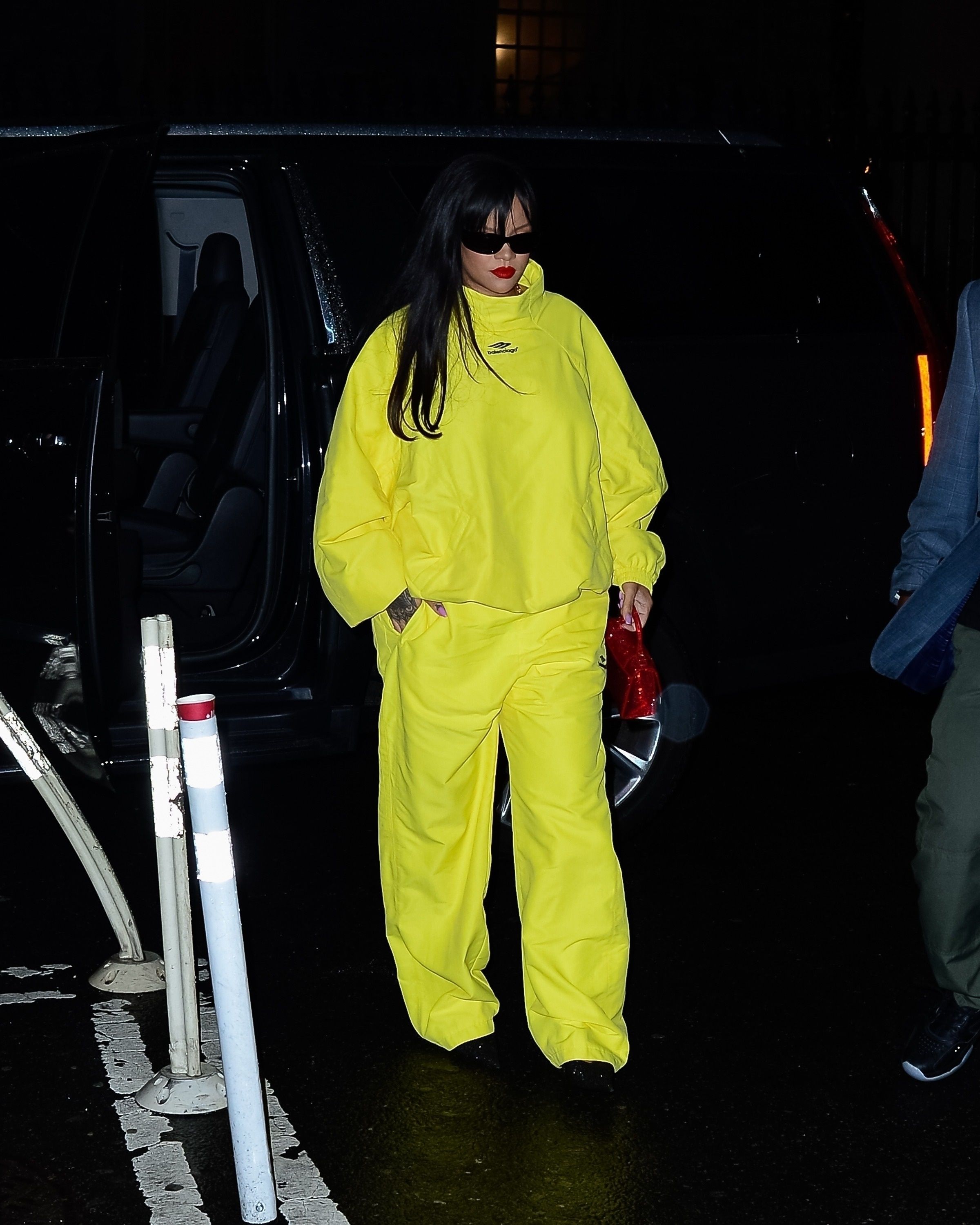 Rihanna Out in a Highlighter Yellow Co-ord Dinner in