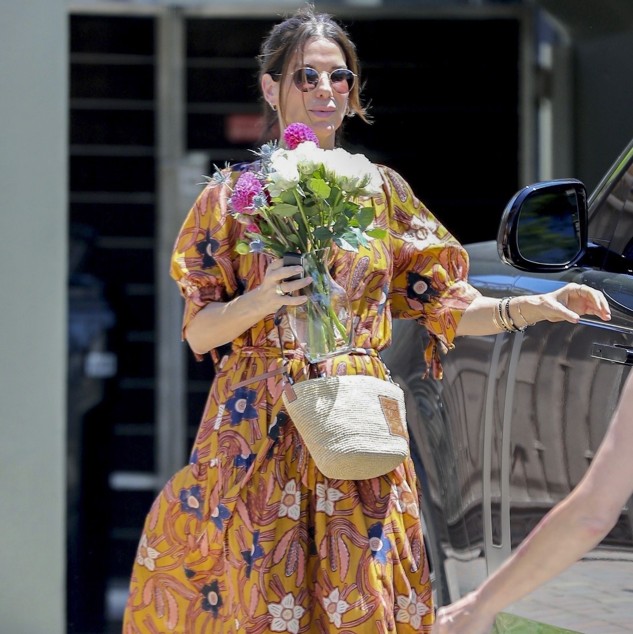 Sandra Bullock Looks So Fabulous in a Floral Dress on Rare L.A. Outing