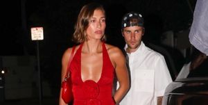 hailey justin bieber matching red looks date night