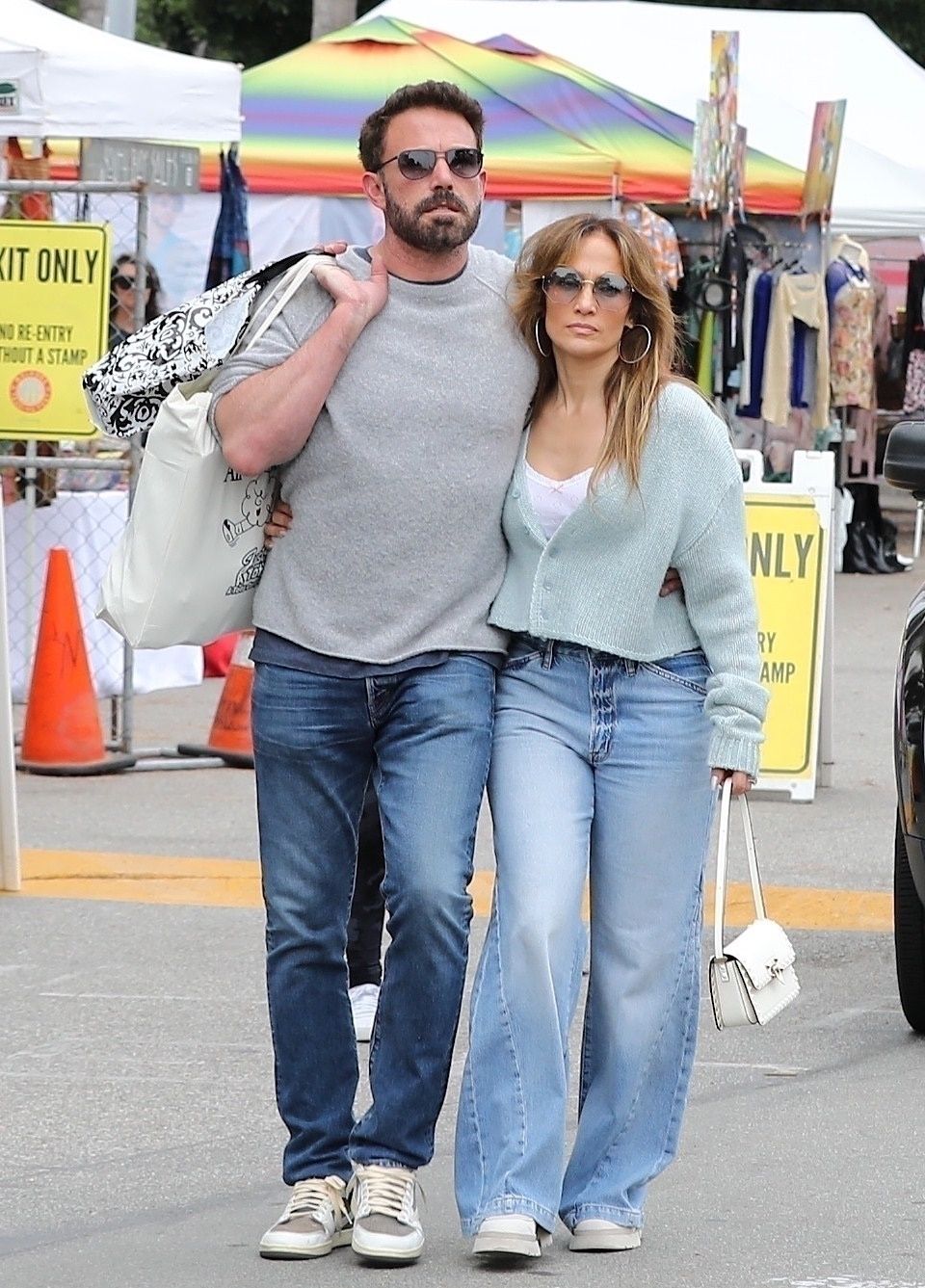 Jennifer Lopez and Ben Affleck Coordinate in Cozy Knit Sweaters and Denim image