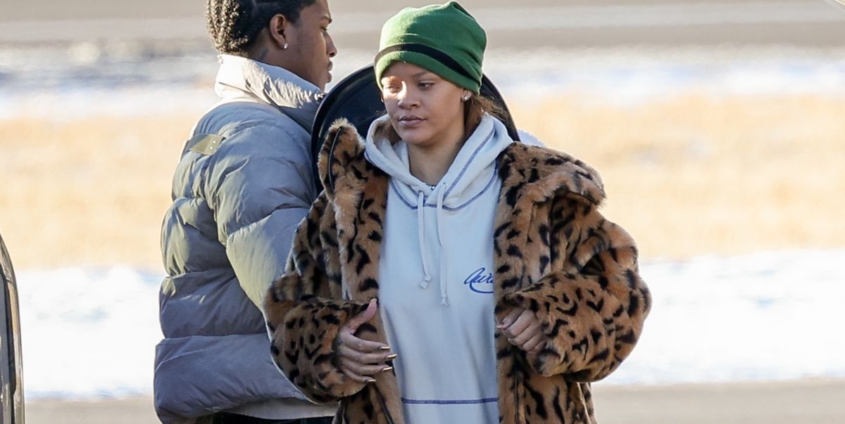 Rihanna Leaves Aspen in a Fuzzy Leopard-Print Coat and Sweatsuit