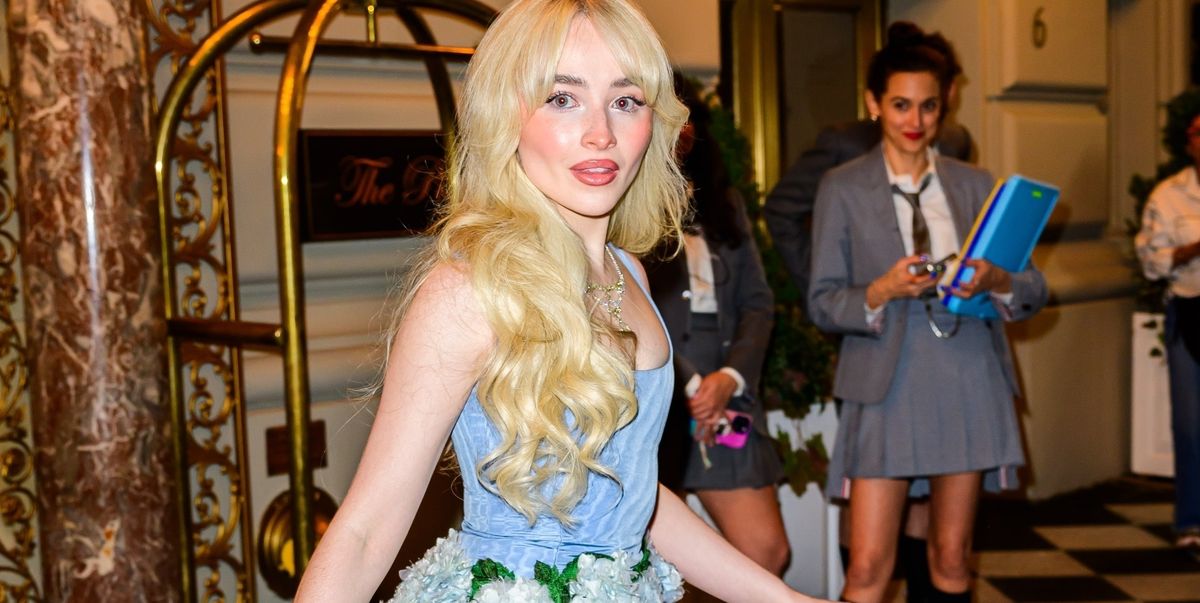 Sabrina Carpenter Wore a Teeny Tiny Skirt Made Out of Blue Flowers to the Met Gala After-Party