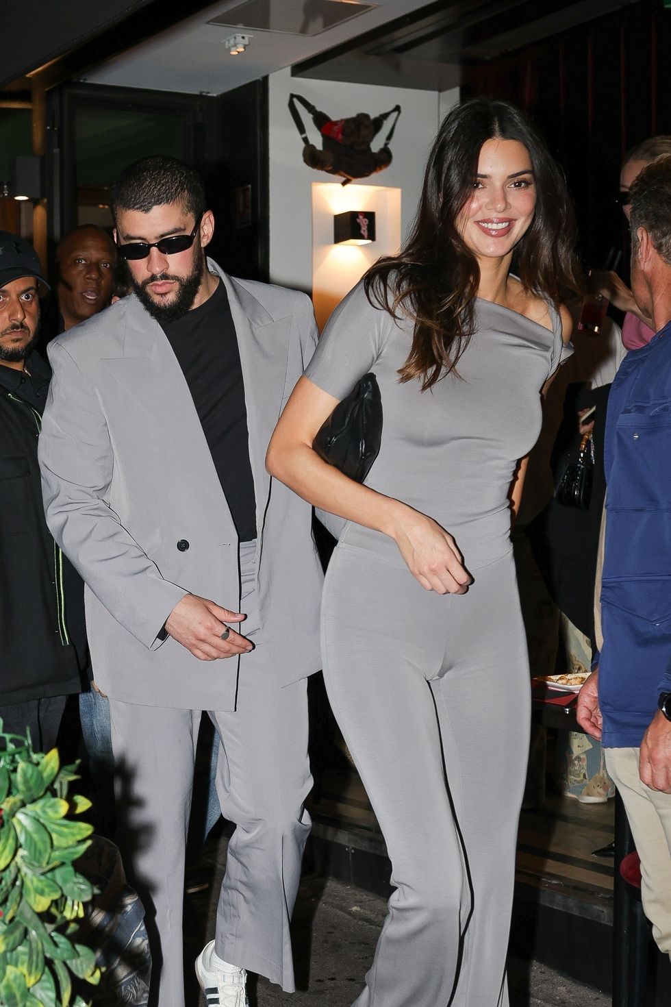 Kendall Jenner and Bad Bunny Step Out for Paris Dinner Date in Matching Gray Looks - Harper's BAZAAR