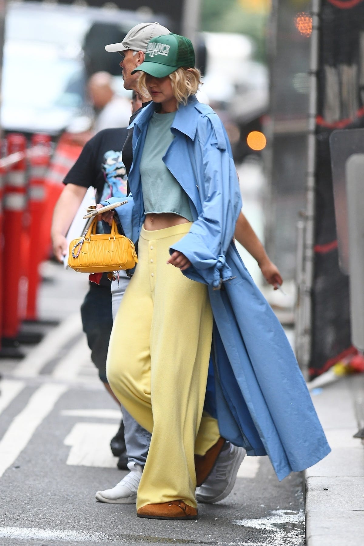 Gigi Hadid Sticks to Her Hue of the Week in a Vivacious Color-Block Outfit