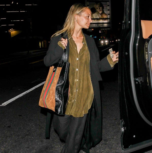 Nicole Richie Elevates Her Oversize Button-Up With a Huge Gucci Tote