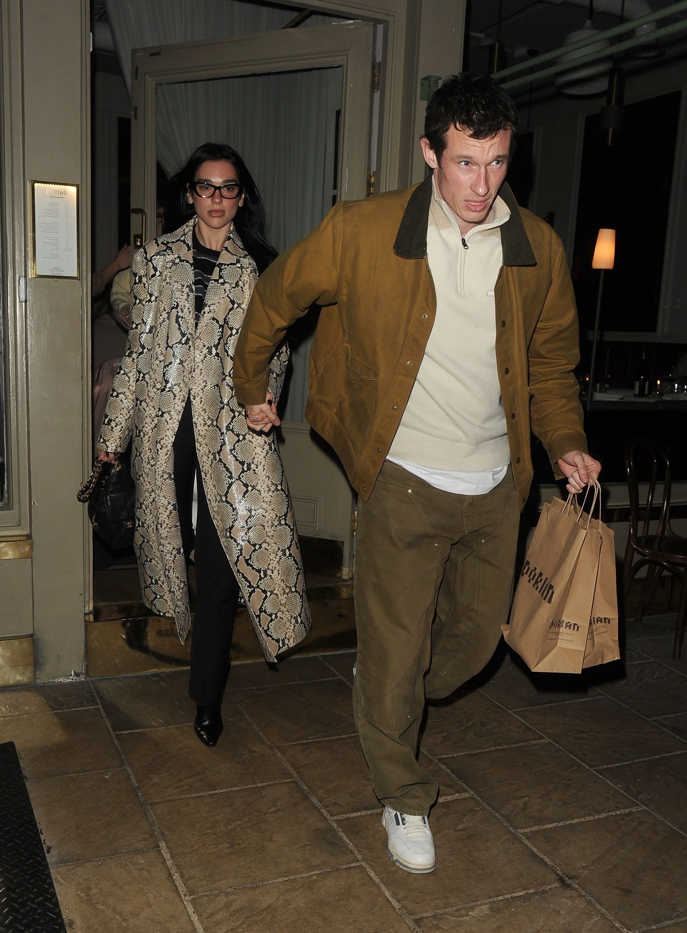 Dua Lipa Goes Bold in Snakeskin for a Date Night With Callum Turner