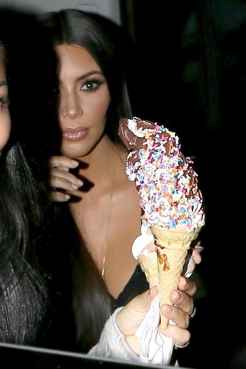 Kim Kardashian eating ice cream