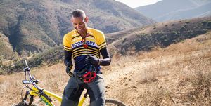Reggie Miller rides his Santa Cruz mountain bike in California